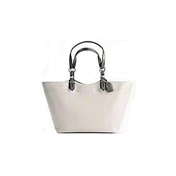 Coach 16174WHT Leather Bleecker Carly Shopper Bag Purse Tote White Grey