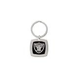 Stainless Steel and Black Enamel Oakland Raiders Keychain