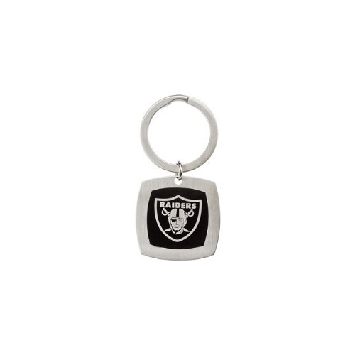 Stainless Steel and Black Enamel Oakland Raiders Keychain