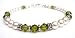 Peridot Swarovski Crystal Beaded Bracelets with White Pearls