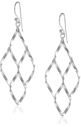 Sterling Silver Open Diamond-Shape Drop Earrings, 2.3"