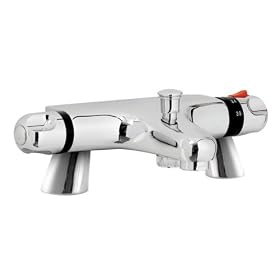 Ultra Reef Pillar Mounted Thermostatic Bath Shower Mixer Tap (shower kit not included)
