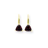 14k Yellow gold 6mm Trillion Garnet leverback earring XLB118GA