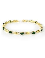 Genuine 2.70 ctw Emerald Bracelet 10K Yellow Gold