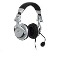 Ex-Pro Silver High quality Stereo headphones design stereo with microphone, Adjustable microphone arm, In line volume control, The ultimate gaming and DJ headset for PC`s.