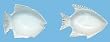 White Fish Ceramic Pottery Fish Nut Bowl Set / 2 - 6 1/4"x4 1/4"x1 3/4"
