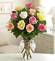 Valentine's Day Flowers by 1-800-Flowers - Rose Elegance Premium Long Stem Assorted Roses - One Dozen Assorted Roses