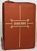 Russian Bible / Flexible Leather Closure, Vinous Color, with Fix Button / Compact Reference Bible with Zipper / Synodal Russian / Golden Edge / 120X165mm