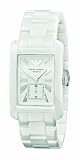 Emporio Armani AR1408 Ladies White Ceramic Rectangle White Dial Watch