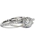1.20CT 14K White Gold Round Diamond Pave Halo Engagement Wedding Ring Set (G/H/I1) Size 6