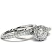 1.20CT 14K White Gold Round Diamond Pave Halo Engagement Wedding Ring Set