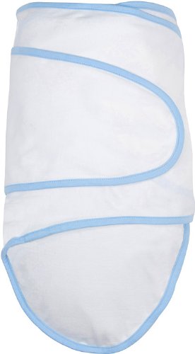 The Miracle Blanket Swaddler formerly known as the Amazing Miracle Blanket - White w/ Blue Trim