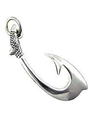 925 Silver Large Plain Fish Hook Pendant