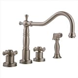 Graff G-4220-C3-BN Pesaro Two Handle Widespread Kitchen Faucet with Sidespray Brushed Nickel