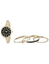 Anne Klein Womens AK/1470GBST Gold-Tone Watch and Bracelet Set