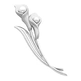 14K White Gold Akoya Pearl Calla Lily Brooch