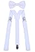 WDSKY Mens Suspenders with Clips White Bow Tie and Suspenders for Men White Solid