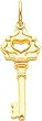 10K Yellow Gold Skelton Key Heart Charm Diamond Cut