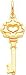 10K Yellow Gold Skelton Key Heart Charm Diamond Cut