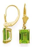 14k Gold & Peridot Rectangular Drop Earrings