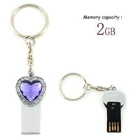 2GB Crystal Heart Keychain USB Flash Drive (Purple)