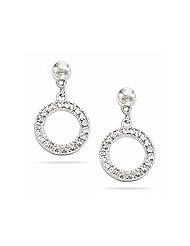 Royal Pave Circle Earrings in 14K White Gold