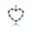 Emerald and Diamond Heart Pendant in 14 Karat White Gold