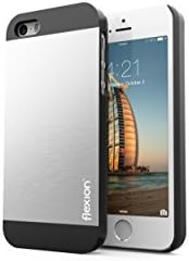 iPhone 5S Case, Flexion™ iPhone 5S Case [Alumina Series] Aluminum Metal Cover (Silver / Black) Protective Ultra Thin Case - Retail Packaging - Case for iPhone 5 / 5S (Titanium Silver/Black)