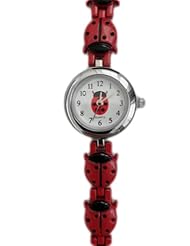 Xavier Time Womens Red Ladybug Wristwatch - Silver & Red - Analog Watch