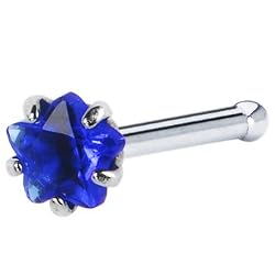 18 Gauge Blue Star Cubic Zirconia Nose Bone