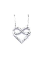 Sterling Silver Two in One Infinity and Heart CZ Necklace ,Includes Adjustable 16" to 18" Rolo Chain and Gift Box.