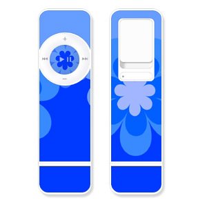 Childrens Toyshop  Electronics : Retro Blue Flowers -Vinyl skin for Apple iPod Shuffle