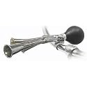 Sunlite Bicycle Squeeze Horn, Triple Horn, Chrome Plated
