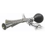 Sunlite Bicycle Squeeze Horn, Triple Horn, Chrome Plated