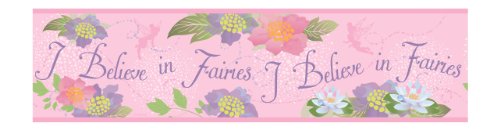 York Wallcoverings Disney Kids DK5899BD Believe In Fairies Border, Pink