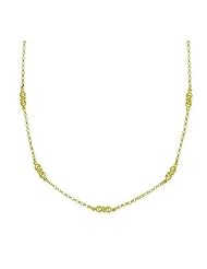 14kt Yellow Gold Rolo With Textured Stations Necklace