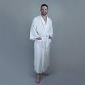 Men's Bamboo Terry Bathrobe; Bamboo / Cotton Bath Robe for Men (70% Bamboo, 30% Cotton). Natural White. Luxury Spa Robe par excellence.