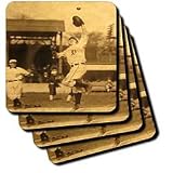 Vintage Detroit Tigers Making the Catch Black 1 - Set Of 4 Ceramic Tile Coasters