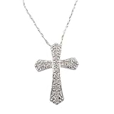 10k White Cross Diamond Pendant