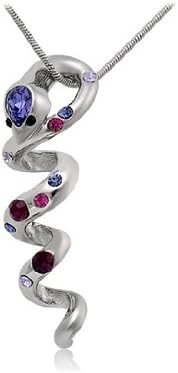 18K Plated Alloy Necklace with Twisted Snake Pendant (White Gold) M. by refill