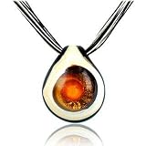  : ANTICA MURRINA CUBA MURANO GLASS DROP PENDANT NECKLACE AMBER WHITE