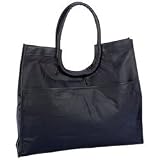 Embassy Hand-Sewn Pebble Grain Genuine Leather Shopping Bag Features Reinforced Shoulder Straps