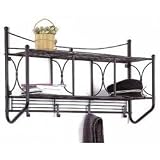 Wall Cubby Shelf with Coat Hooks (Black) (36