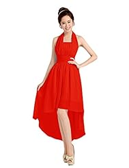 Chiffon High-Low-Hem 2015 Lace Halter Evening Dress/Bridesmaid Dress/Prom Dress/Party Dress 