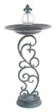 Birdbath with Glow in the Dark Glass Sphere