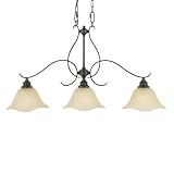 Murray Feiss F2048/3GBZ Morningside Three-Light Billiard Chandelier, Grecian Bronze with Cream Snow Glass Shades thumbnail