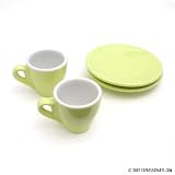 Set of 2 Yellow Tulip Shaped Demitasse Espresso Cup and Saucer - Nuova Point Cafe Style