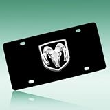 Dodge Ram Chrome Logo on Black License Plate