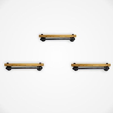 XIAOHM 3Pcs 2515cm LOFT STYLE WROUGHT IRON WALL SHELF BOOKCASE SHELF EXHIBITION SHELF BATHROOM TOWEL RACK-FJ-ZN1Y-012A0