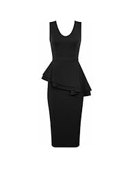 Plus Size V-neck Sleeveless Peplum Knee Length Polyester/Spandex Bodycon Dress/Club Dress/Midi Dress/Mini Dress 